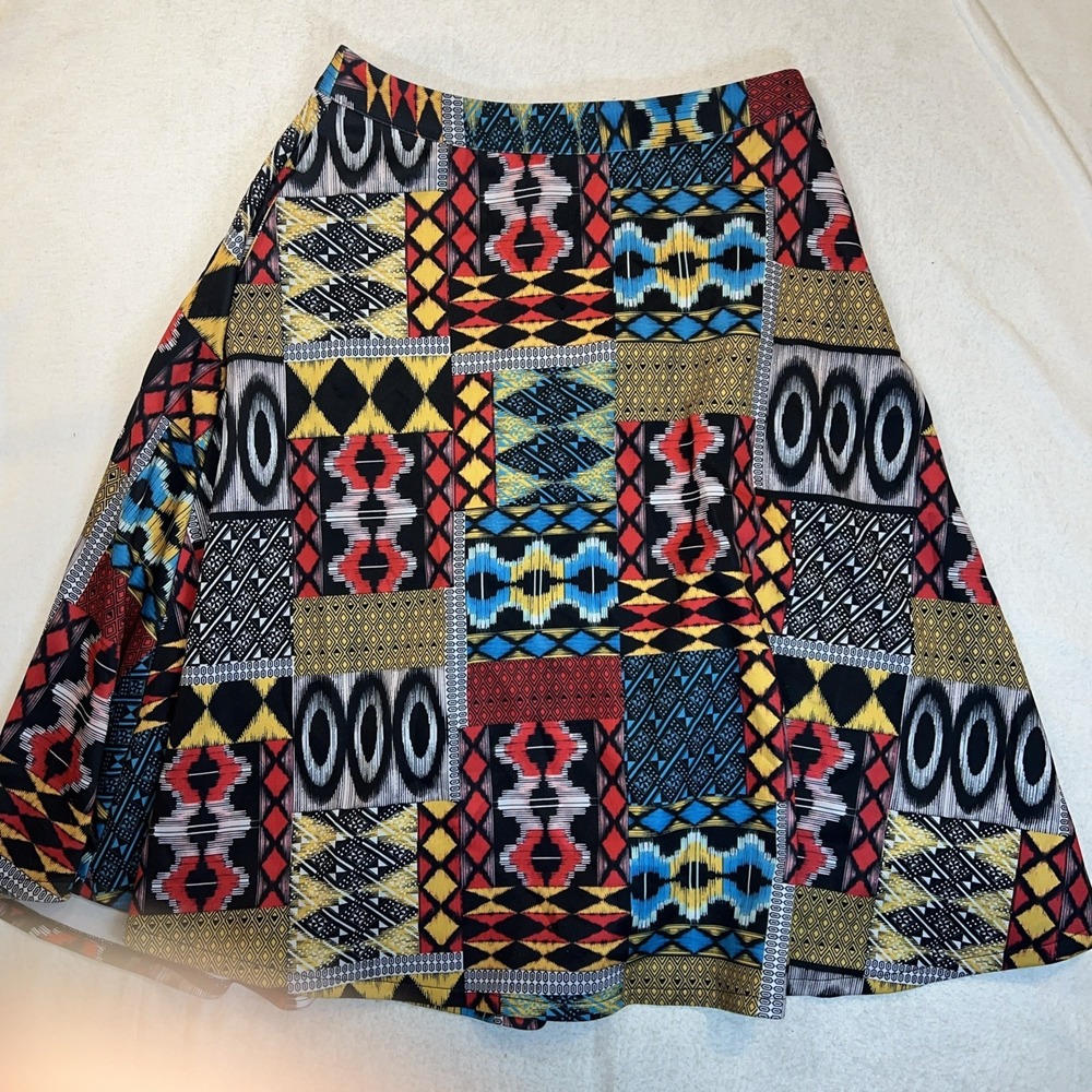 Catherine MaLandrino Skirt Midi Medium Tribal Boho Peasant A-line Pockets